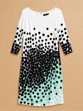 Tahari Arthur S Levine Dress 16W Polka Dot Sheath Midi Career Plus Size
